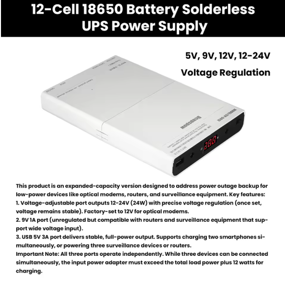 UPS Power Supply Box for WiFi Router, Modem & Security Camera (No Battery)