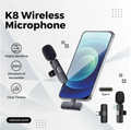 K8 Plug & Play Wireless Microphone | For Android & iPhone | Noise Cancellation & HD Sound | Long Battery Backup | Ideal Lavalier Mic for YouTube, TikTok